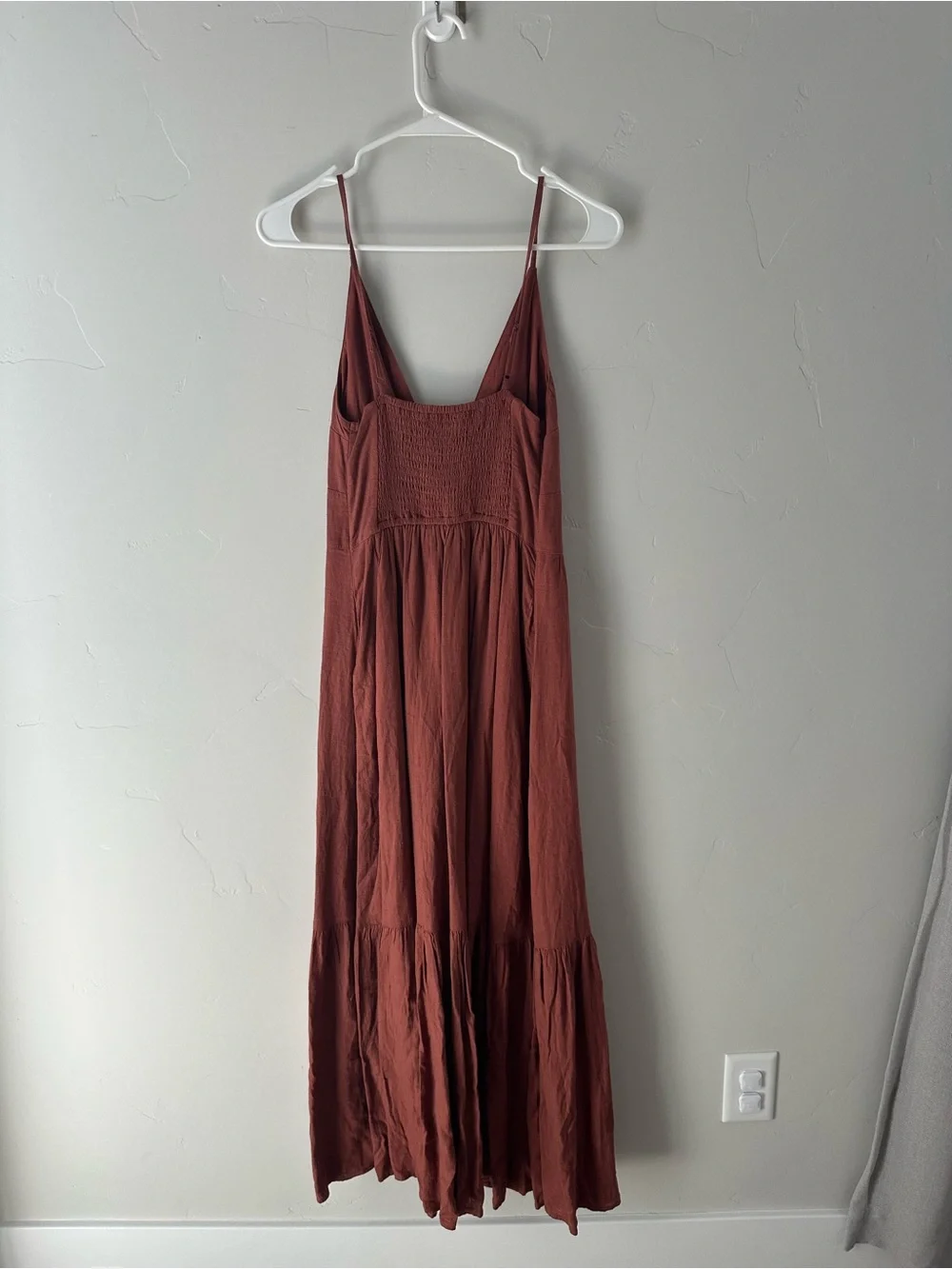 Abercrombie & Fitch Rust Button-Front Spaghetti Strap Maxi Dress